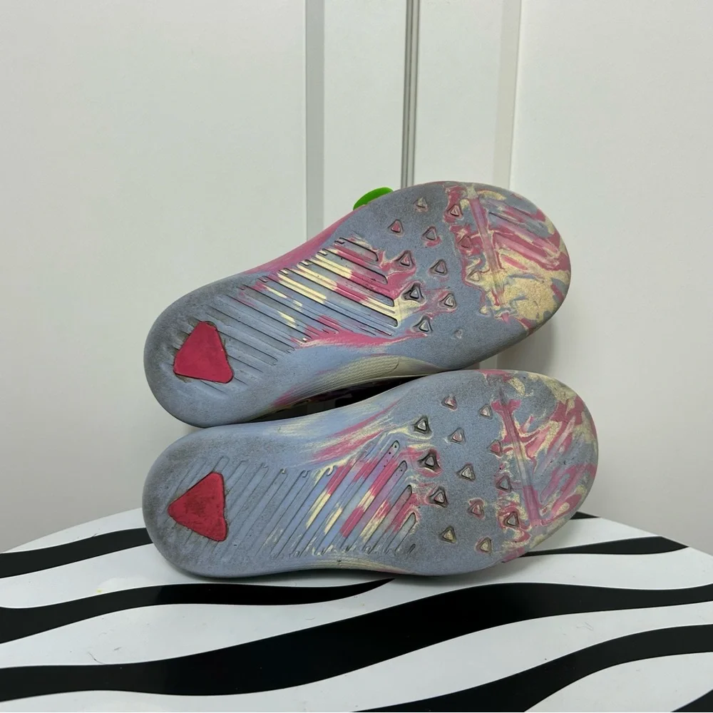 Plae marble perforated pink purple Colorful Kids Shoes with Velcro Straps 11c